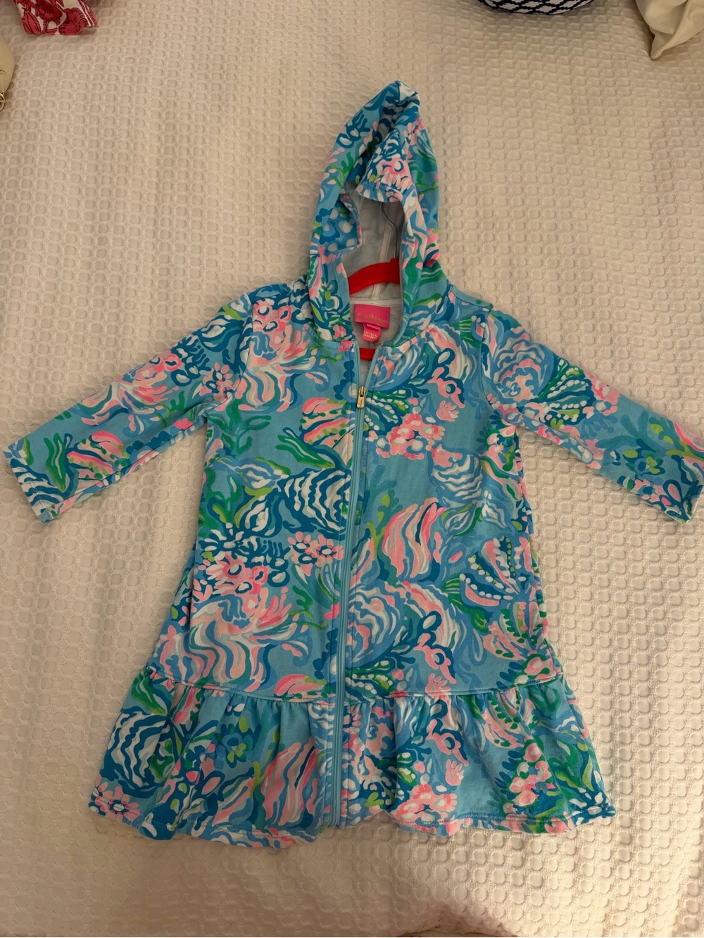 Lilly Pulitzer Girls Blue Floral Hooded Swim Coverup